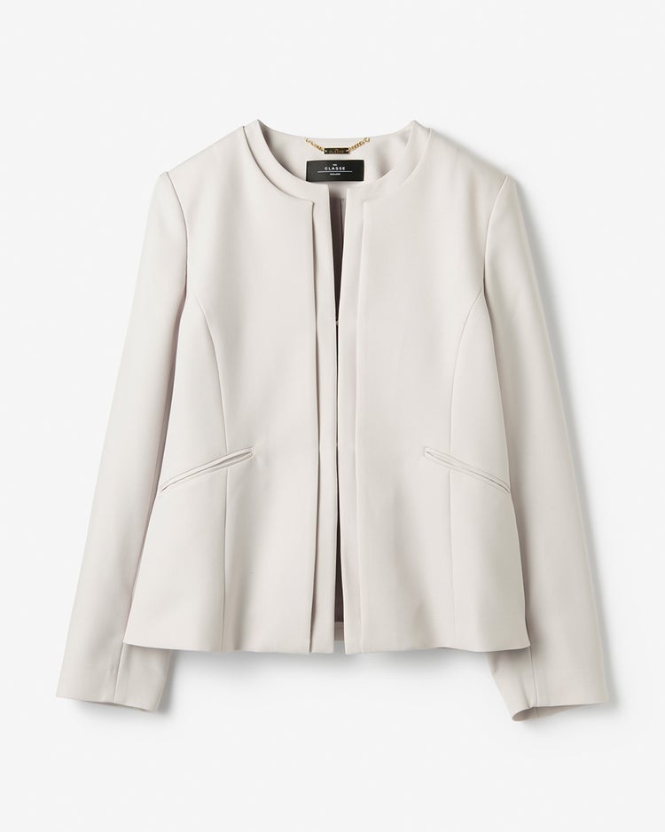 スマートツイル・ノーカラーペプラムジャケット 詳細画像 ライトグレー 4