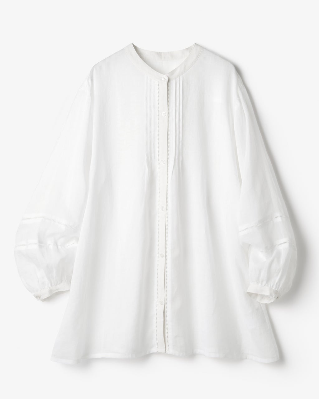フランスアンティーク　ホワイトピンタックロングシャツ ロングシャツ ホワイト – shop ubusuna