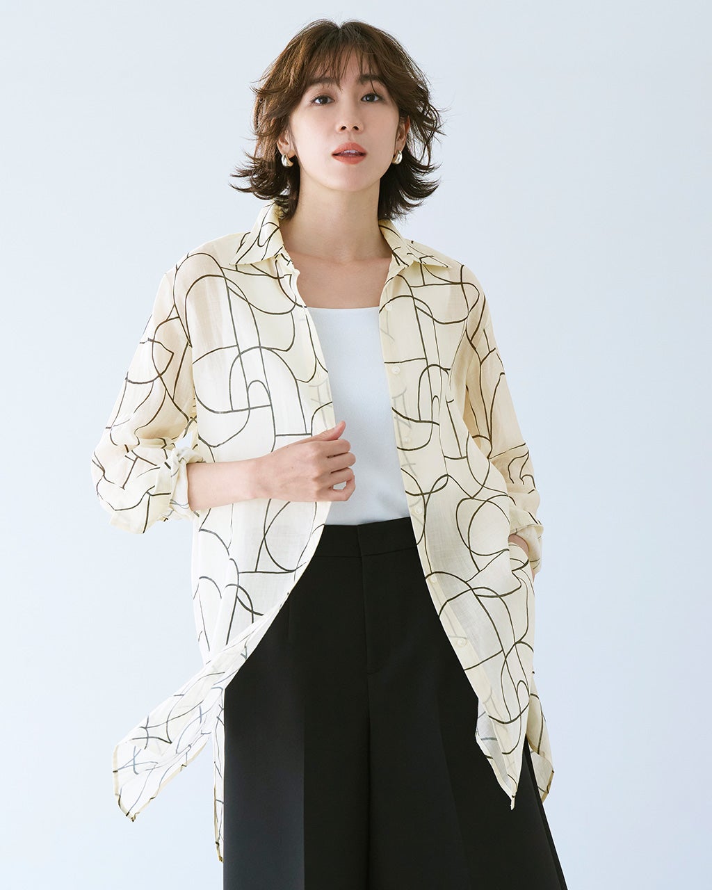 シアーラミー・ロングシャツ/40代50代からのレディース