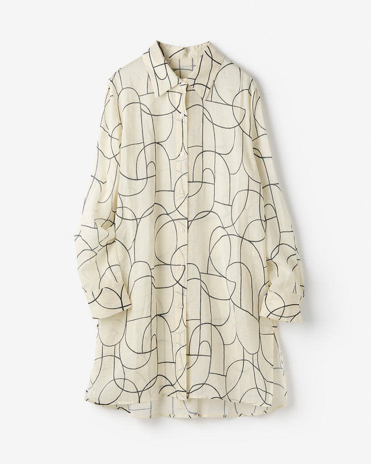 シアーラミー・ロングシャツ 詳細画像 アイボリーパターン 4
