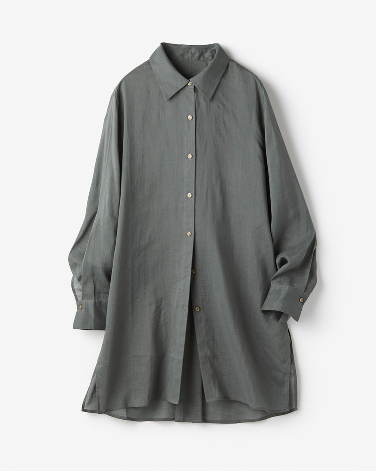 シアーラミー・ロングシャツ 詳細画像 オリーブ 4