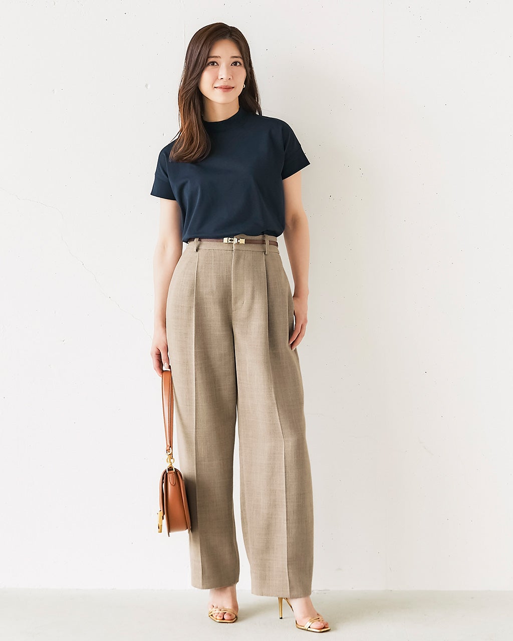 バルキーリネンタッチ・タックパンツ/40代50代からのレディース