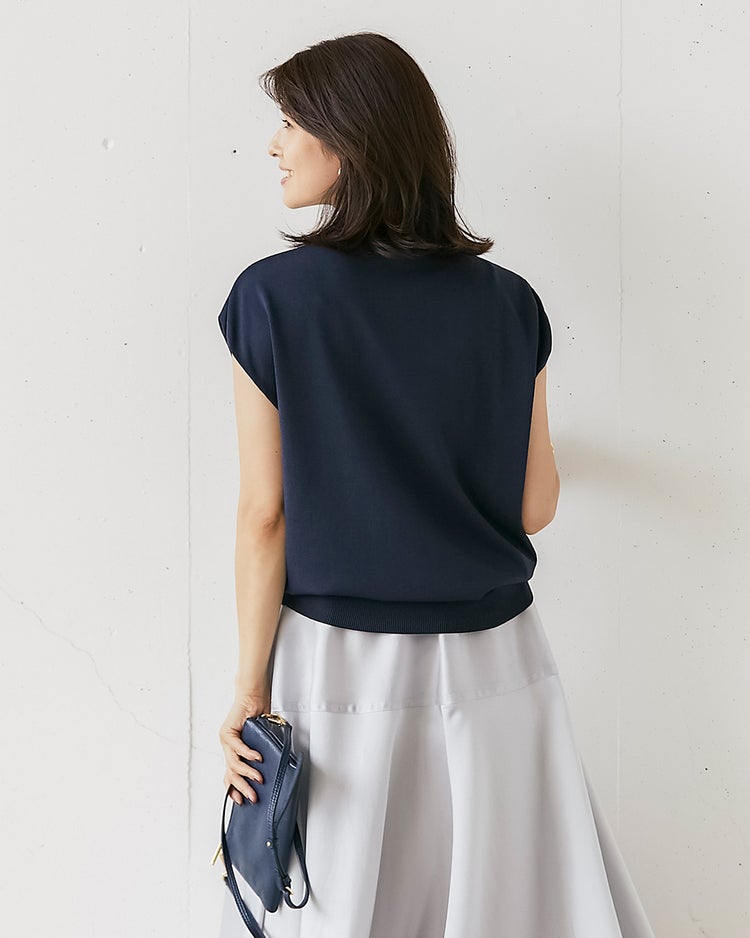 フレンチ袖ニット×パンツセットアップ 詳細画像 ネイビー 3