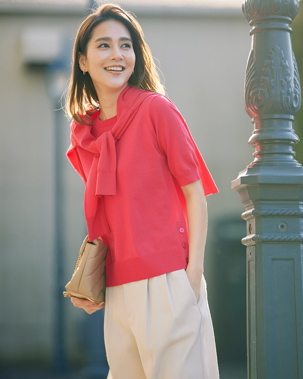 コットン混・グログラン使いトップス/40代50代からのレディース