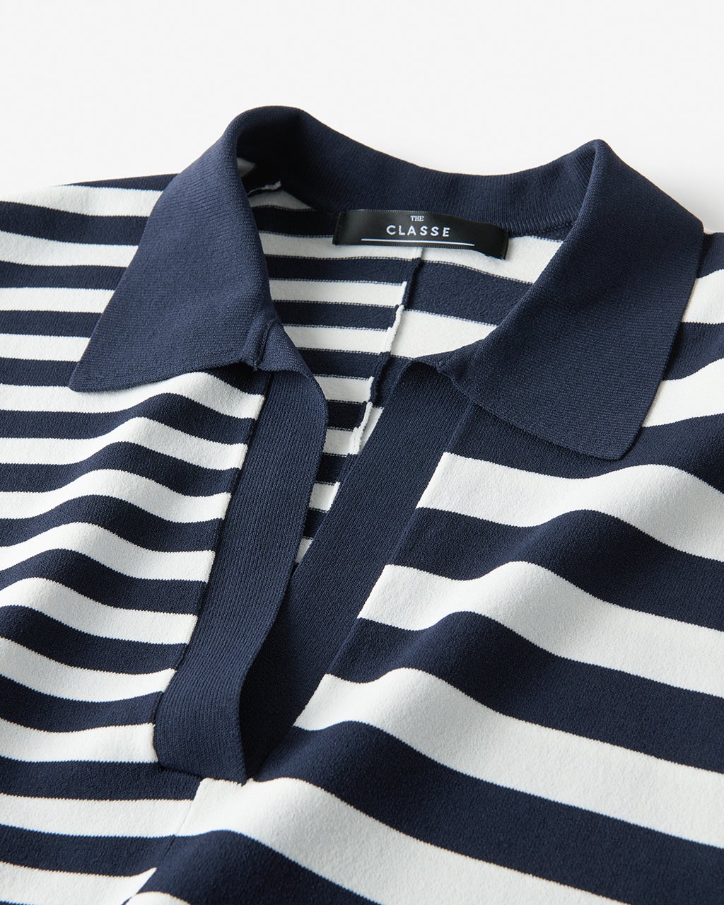 総針ドライニット・ボーダーポロトップス/DoCLASSE