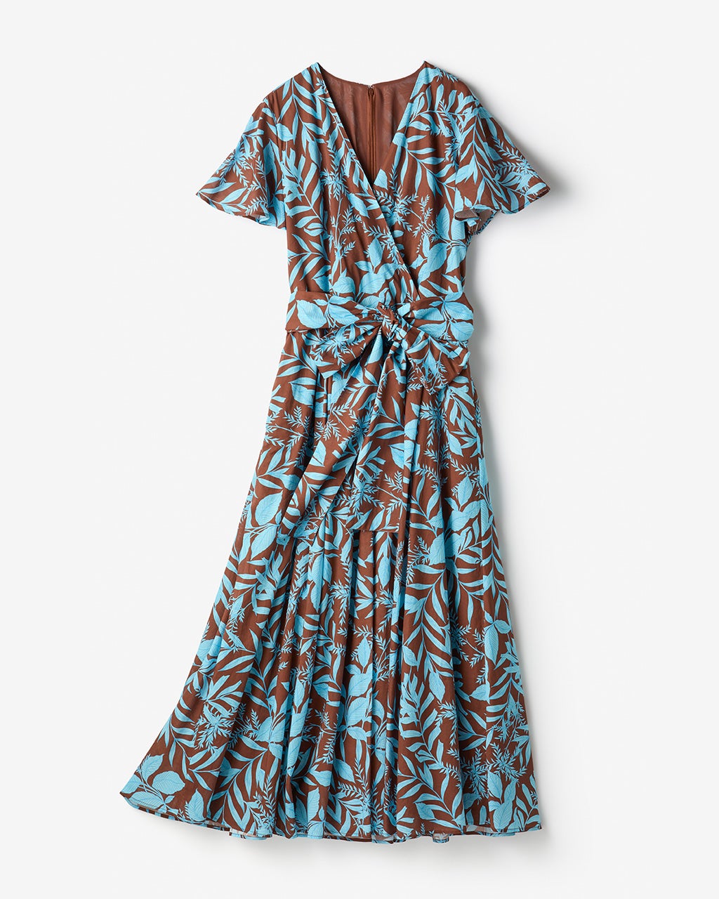 ボタニカルプリント・カシュクールワンピース/40代50代からの