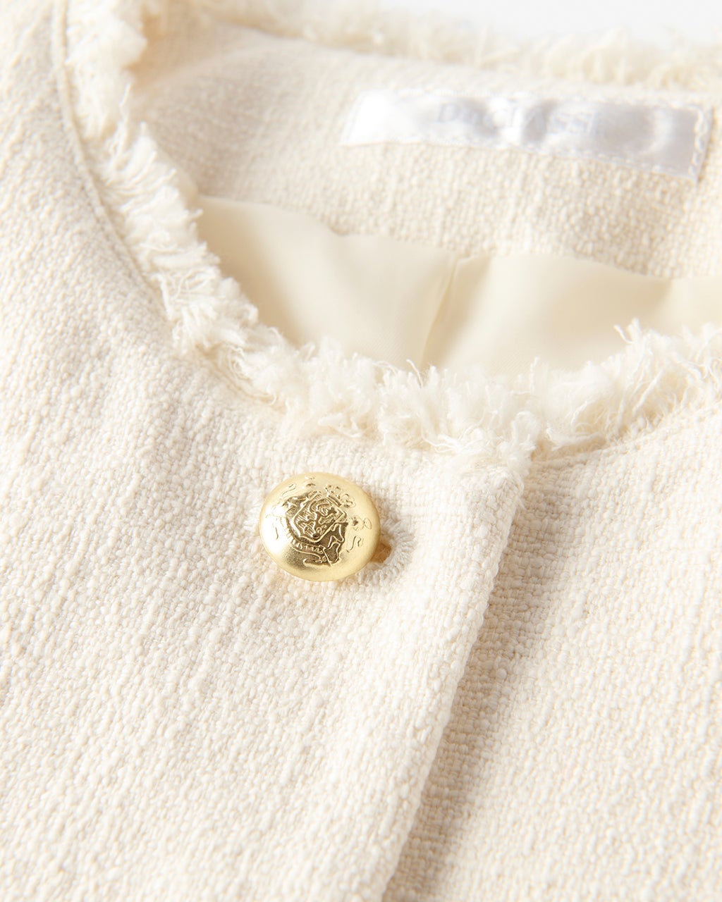 ブッチャー織り・金ボタンショートジレ/40代50代からのレディース