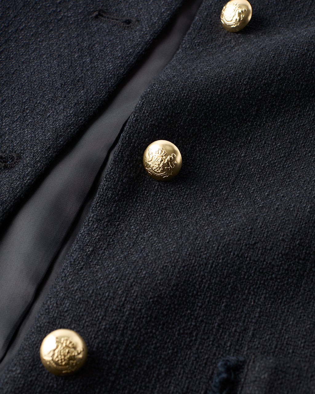 ブッチャー織り・金ボタンショートジレ/40代50代からのレディース