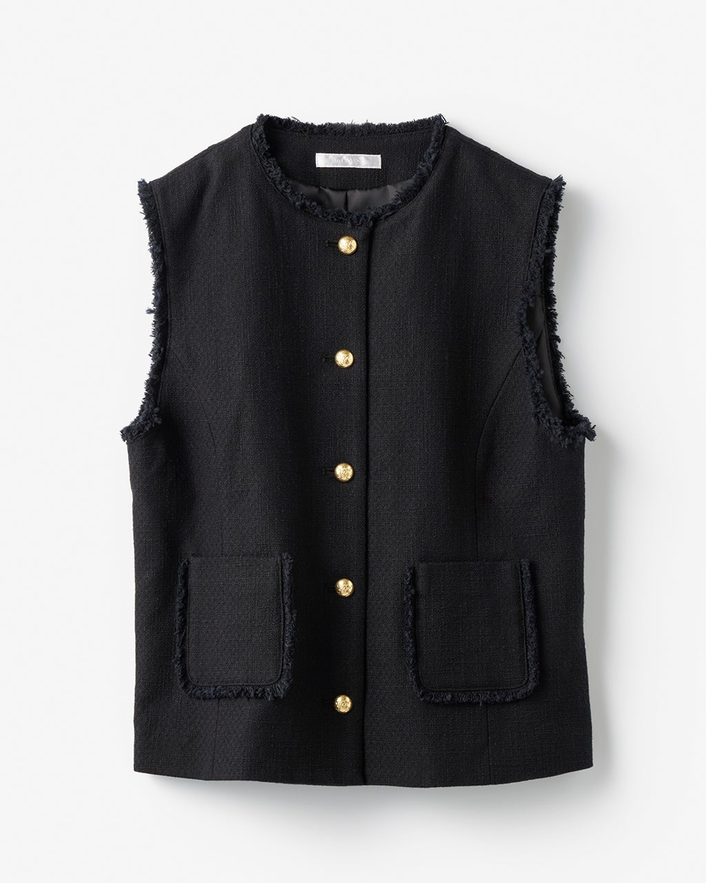 フクナミサンタ○おしゃれジレ　他２点 ブッチャー織り・金ボタンショートジレ/40代50代からのレディース