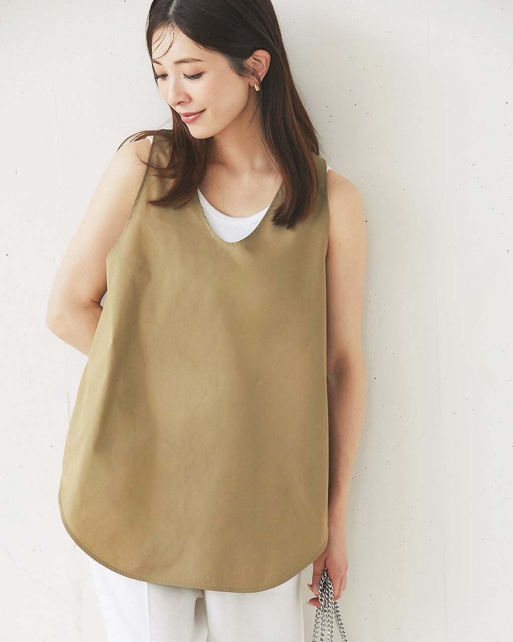 ドライタッチコットン・ノースリーブブラウス/40代50代からの