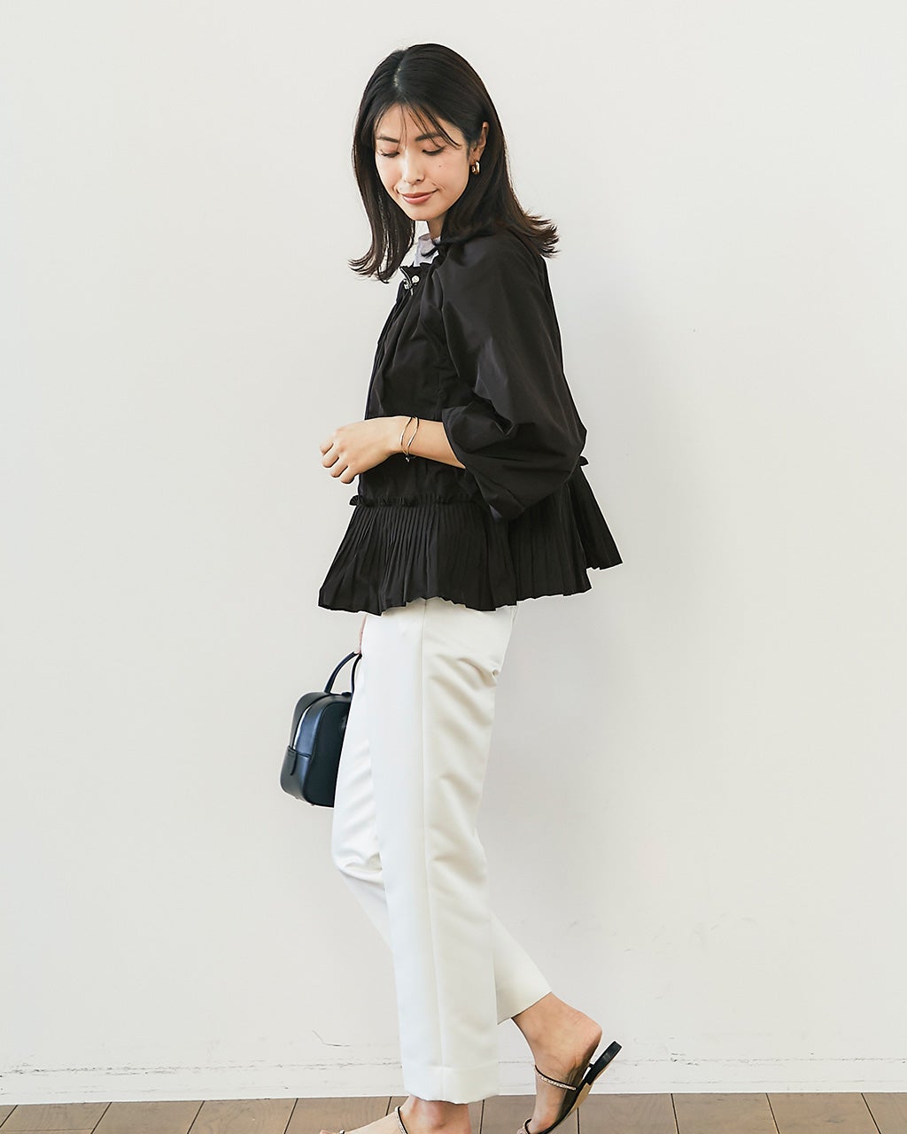 ペプラムデザイン・タフタブルゾン/40代50代からのレディース