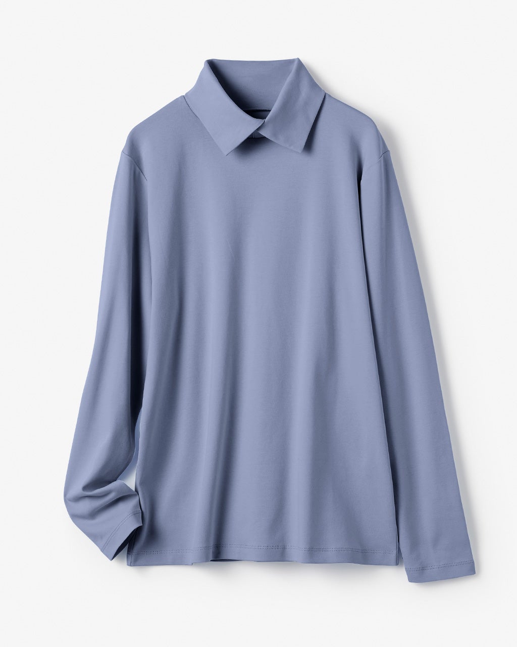 超長綿・衿付きハイネックカットソー/40代50代からのレディース