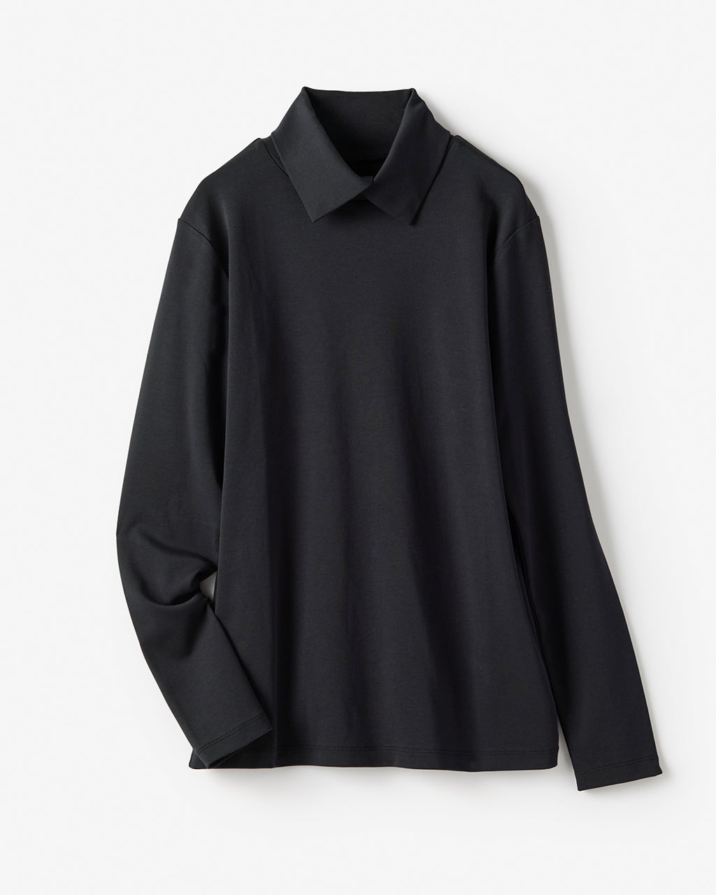 超長綿・衿付きハイネックカットソー/40代50代からのレディース