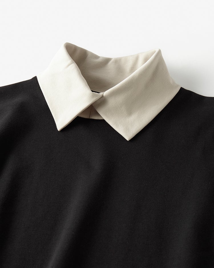 超長綿・衿付きハイネックカットソー 詳細画像 ブラックパターン 2
