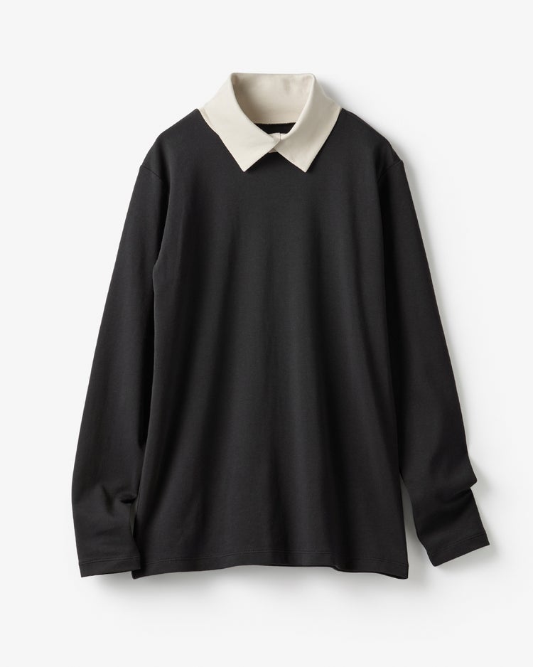 超長綿・衿付きハイネックカットソー 詳細画像 ブラックパターン 4