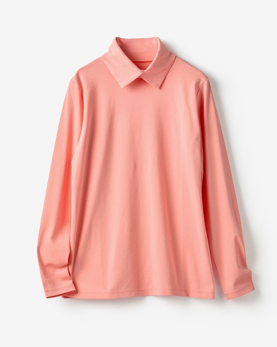 超長綿・衿付きハイネックカットソー