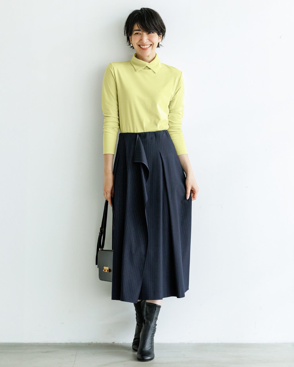 超長綿・衿付きハイネックカットソー/DoCLASSE