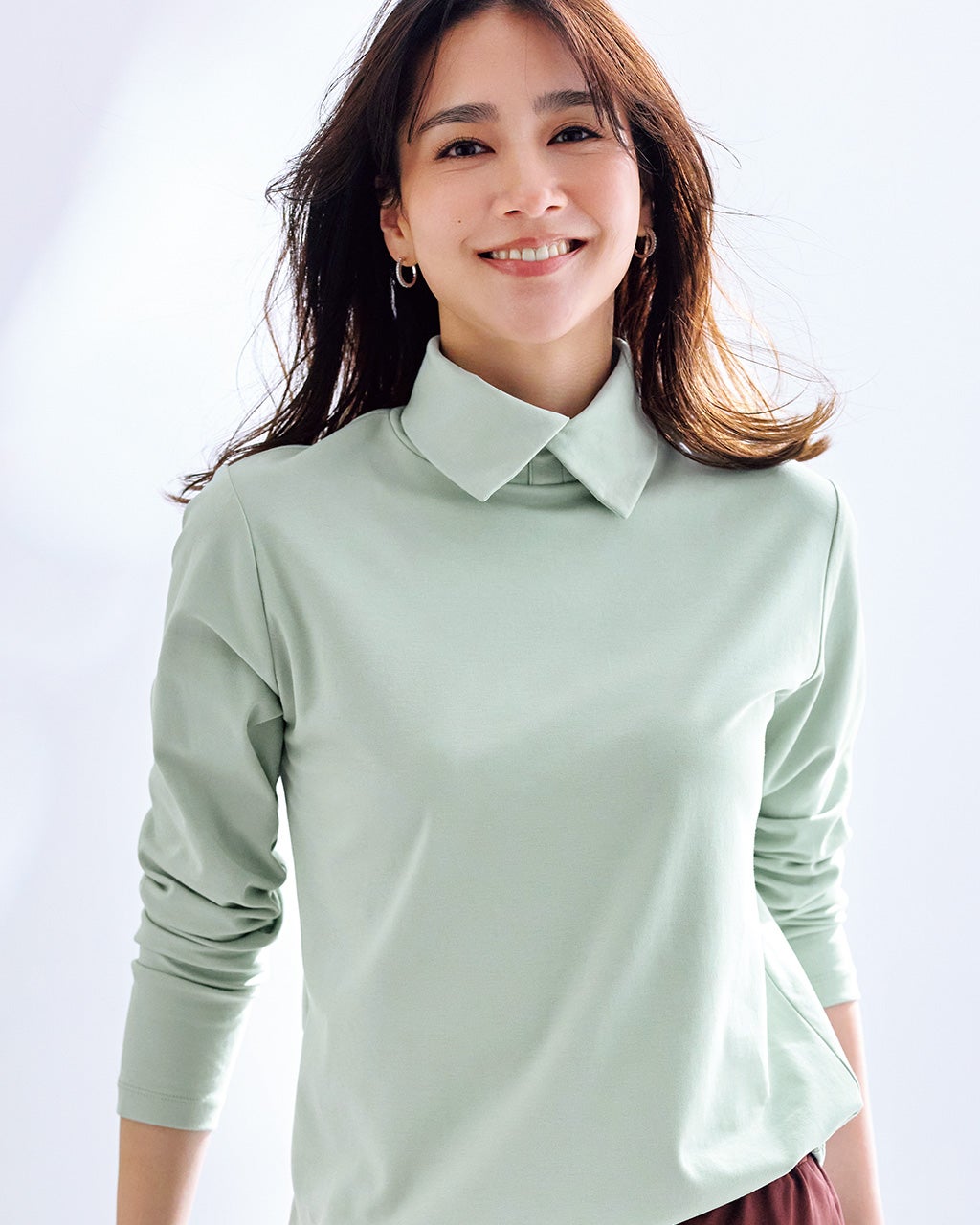 超長綿・衿付きハイネックカットソー/DoCLASSE