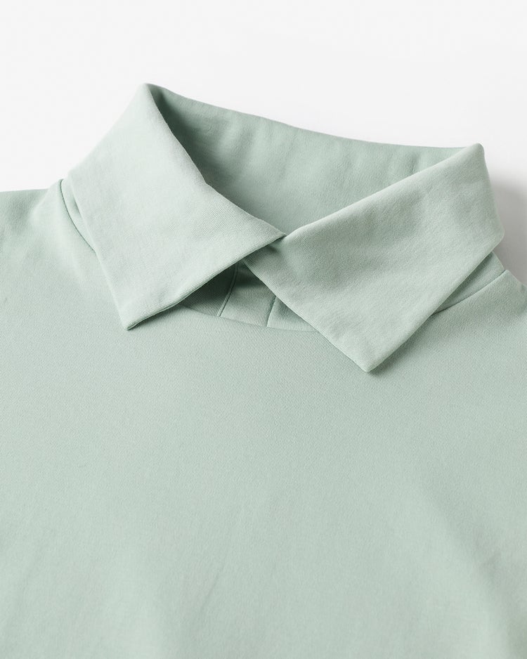 超長綿・衿付きハイネックカットソー 詳細画像 グリーングレー 2