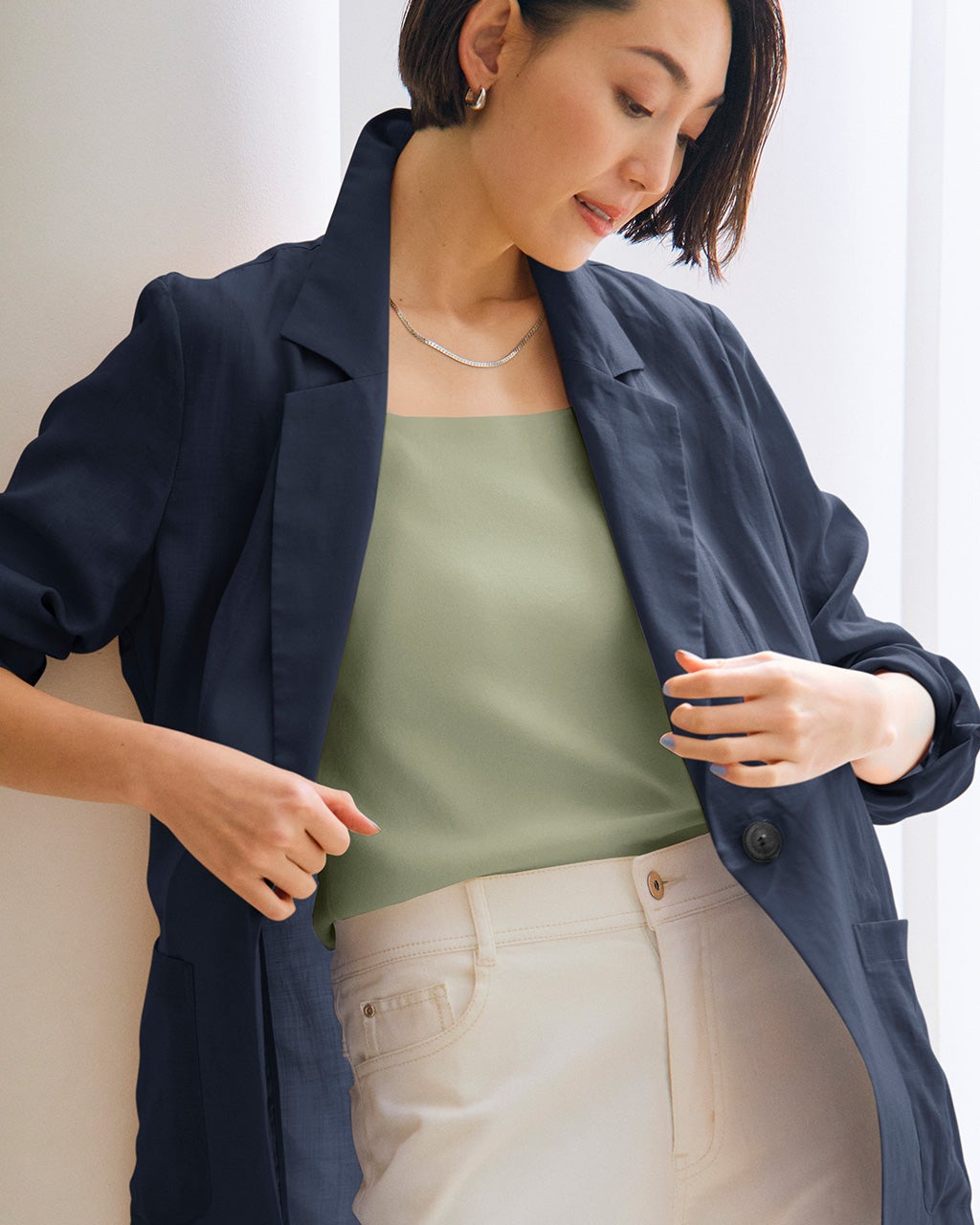 総針ニット・スクエアネックインナー/40代50代からのレディース