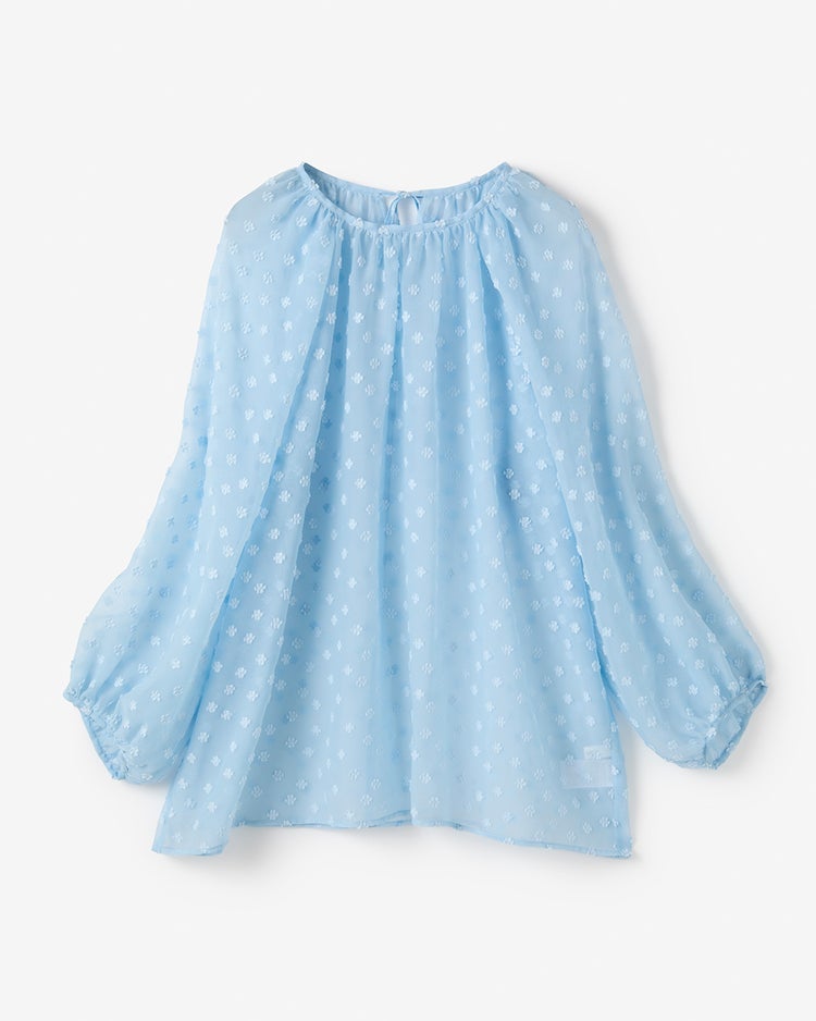 シアードットジャカード・ギャザーブラウス 詳細画像 サックス 4