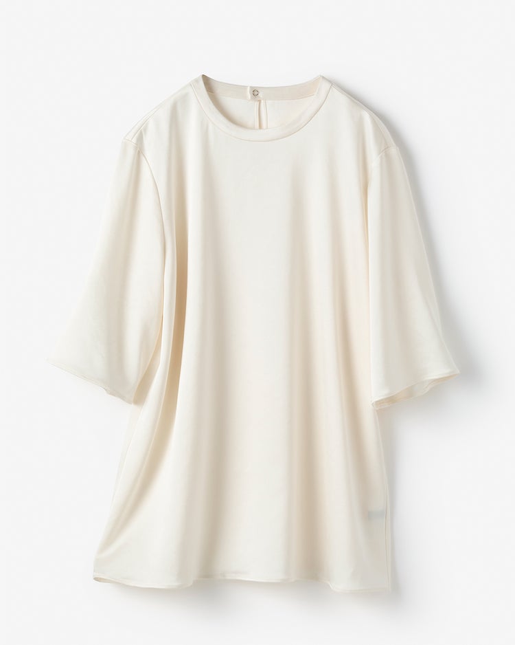 ダブルサテン・ハーフスリーブブラウス 詳細画像 オフホワイト 5