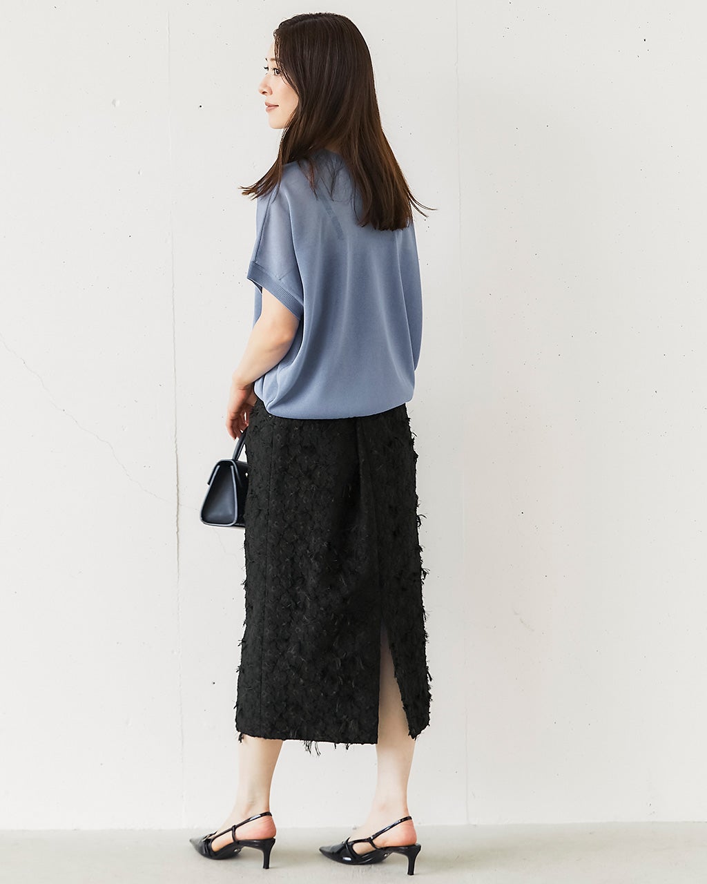 フラワージャカード・ストレートスカート/40代50代からの