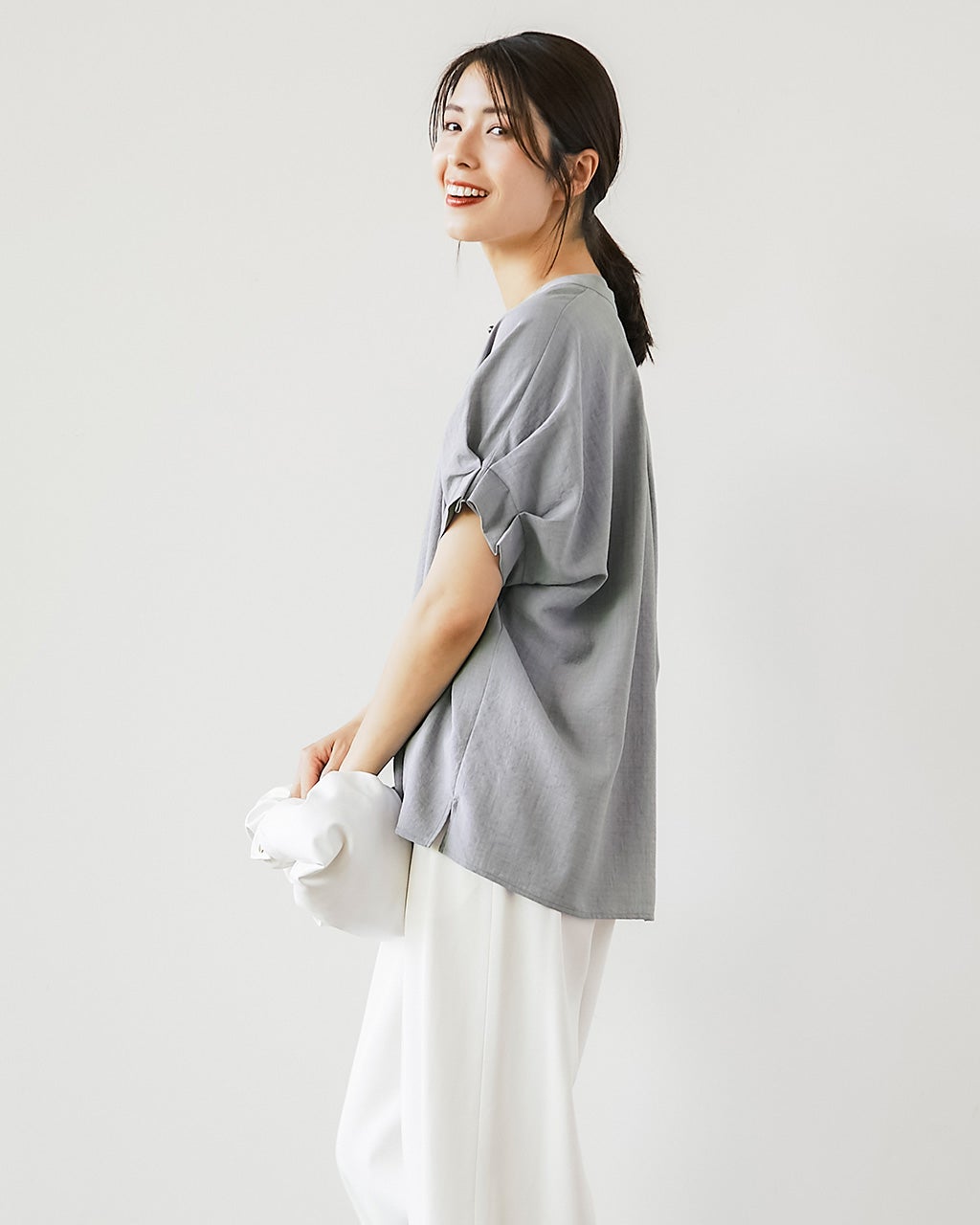 【リアムプラージュ】近年製品☆　ブラウス　　ボリューム袖　グレー plage（プラージュ） ブラウス シャツ 「追加」R'IAM カシュクール
