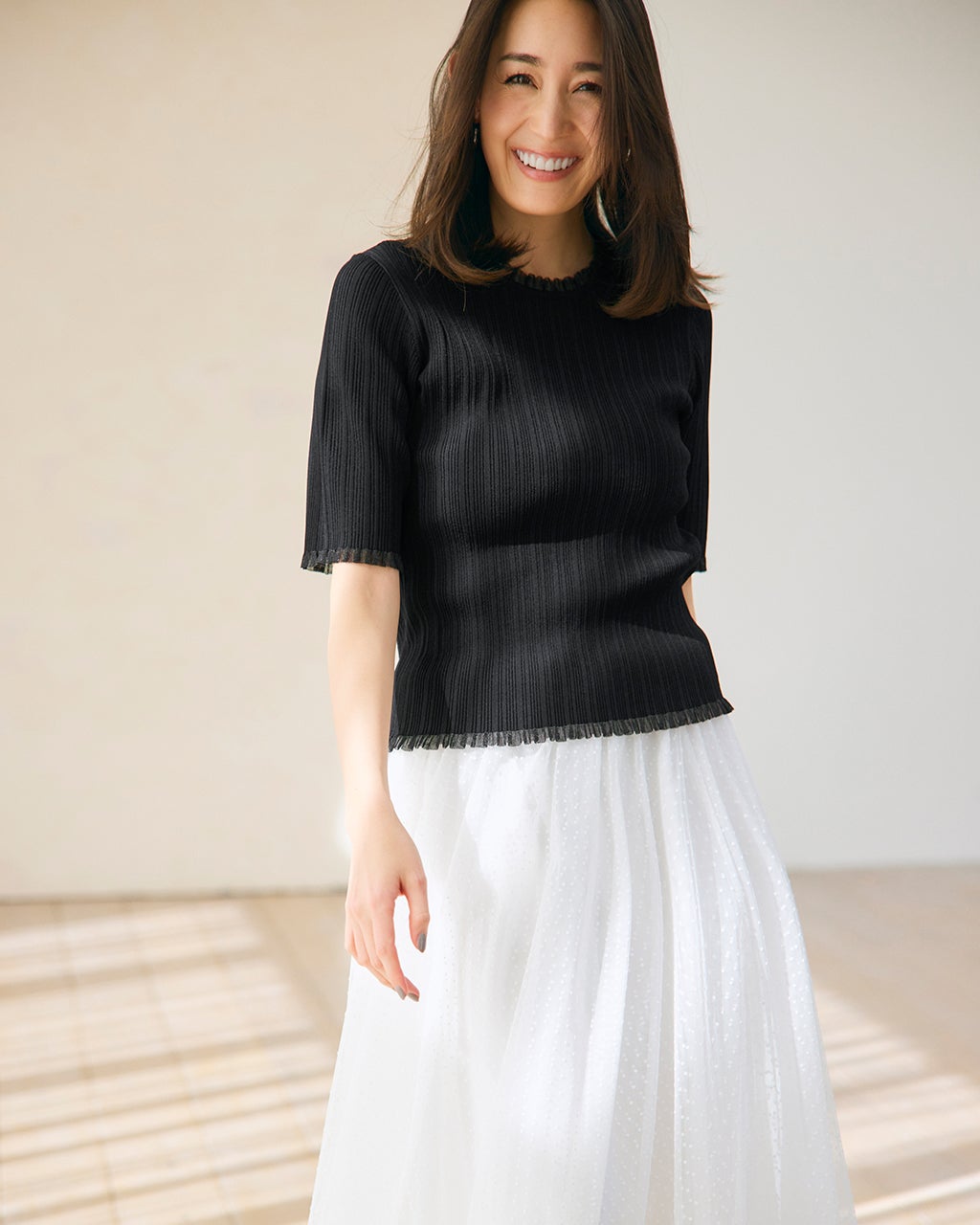 CFCLリブ編み バルーン袖 ニット ブラック CFCLリブ編み バルーン袖 ニット ブラック