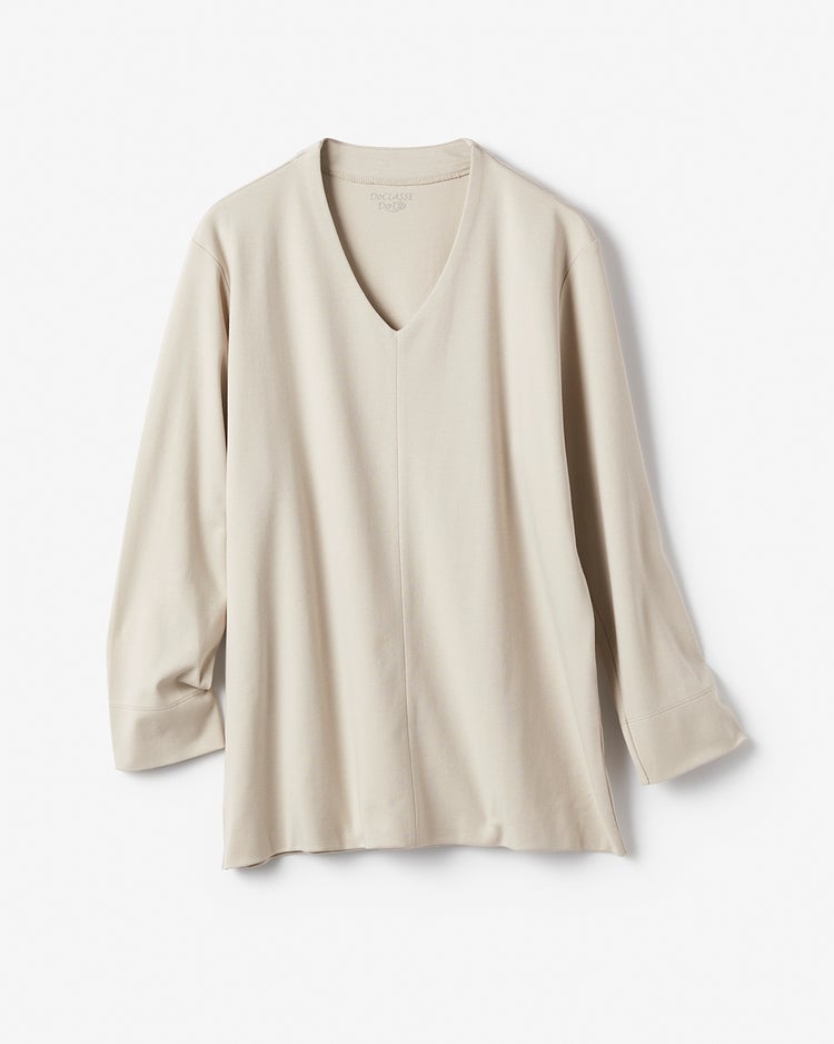 立体Vネック／８分袖・ドゥクラッセTシャツ 詳細画像 アイスグレー 3