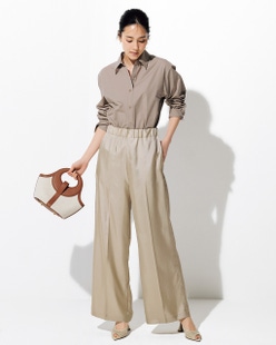 シルキーツイル・ギャザーワイドパンツ／71cm