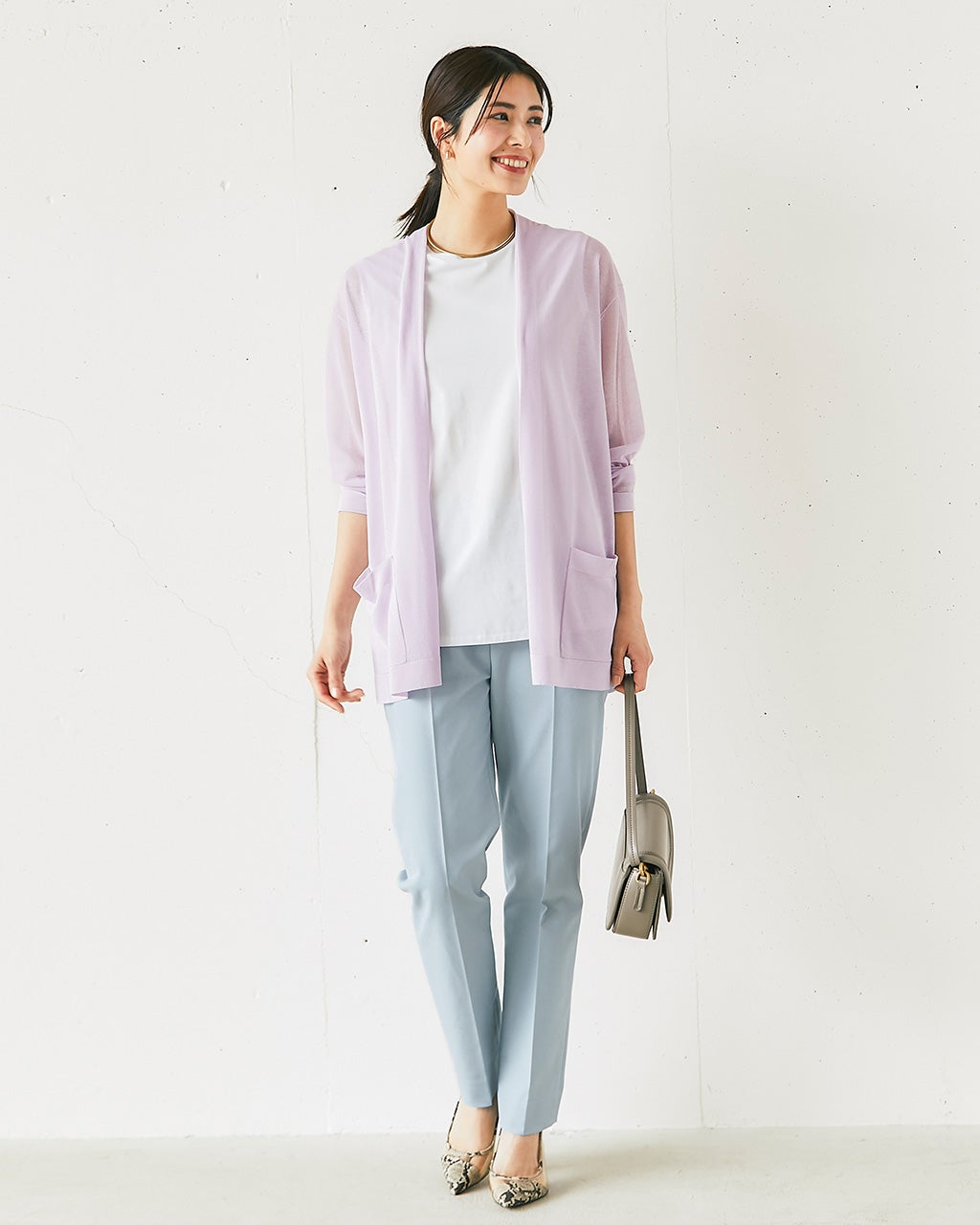 リネン混オックス・スリムテーパード／68cm/40代50代からのレディース