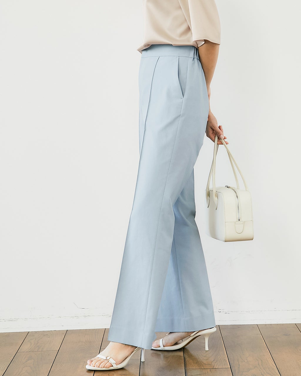 リネン混オックス・ワイドストレート／71cm/40代50代からの