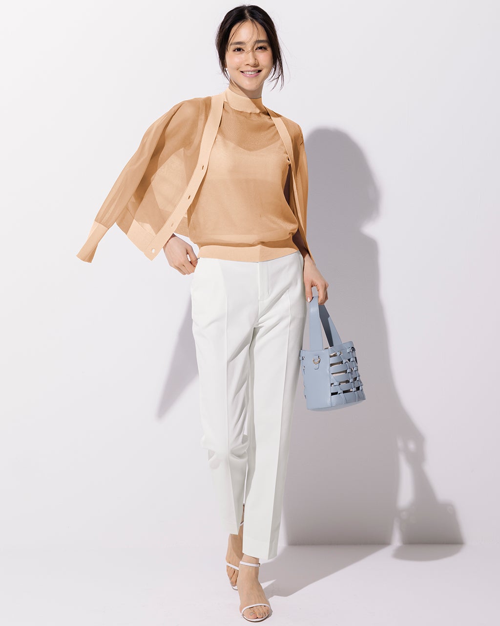 リネン混オックス・スリムテーパード／72cm/40代50代からのレディース