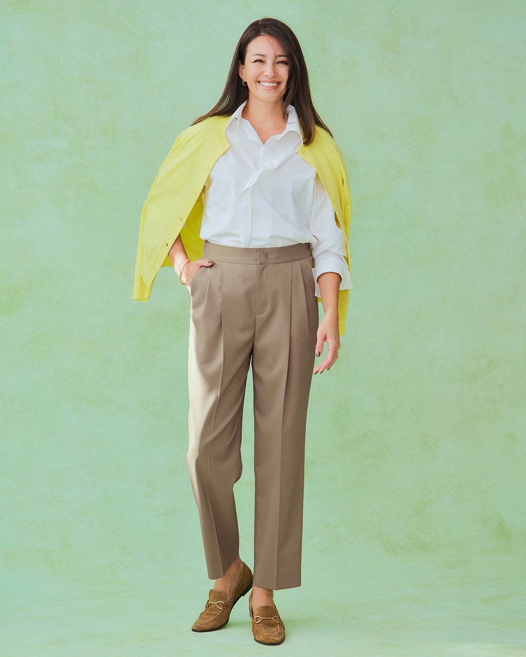 ストレッチツイル・タックテーパード／69cm/40代50代からのレディース