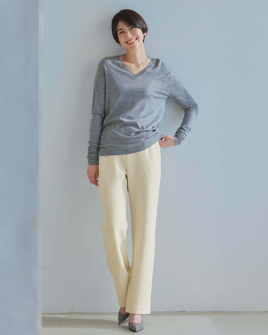 レディース ストレートパンツ（ホワイト）一覧/40代50代からの