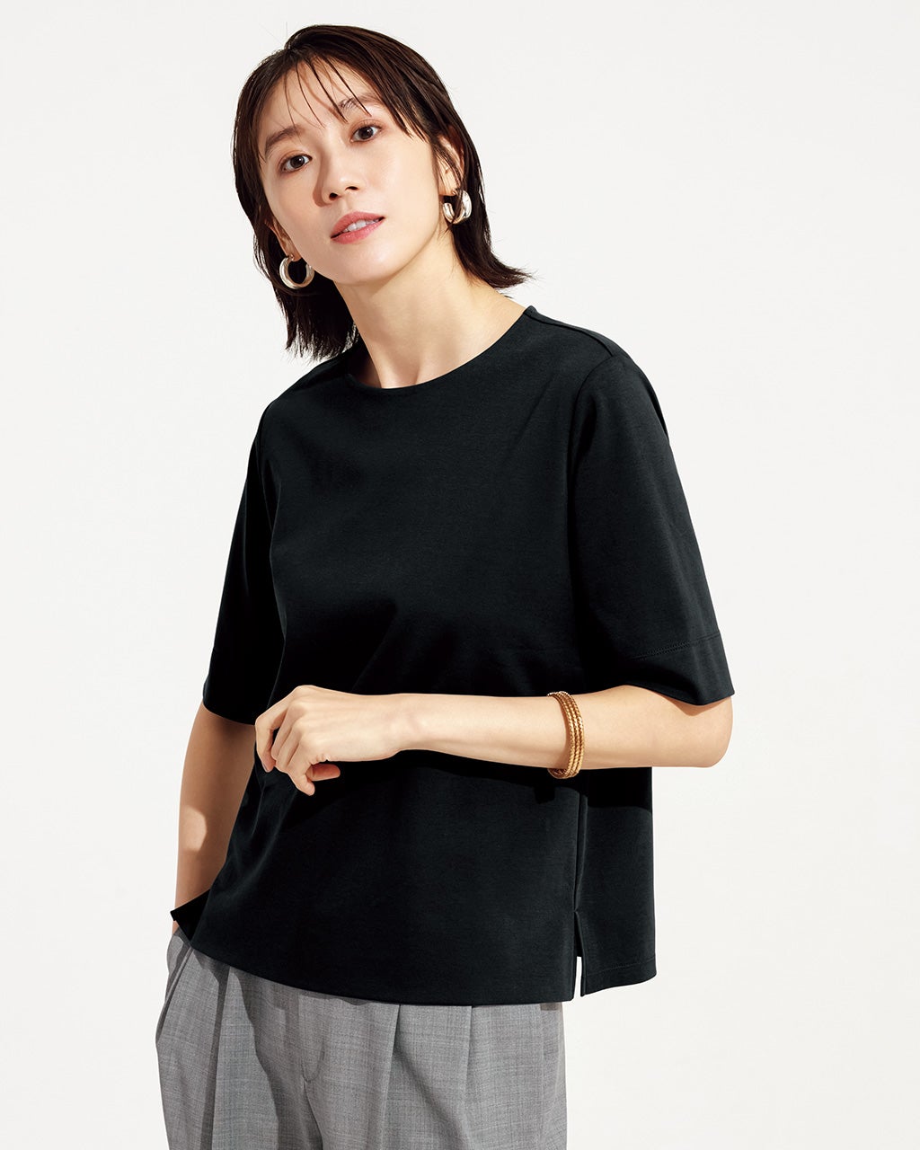 コンパクトフォルム/5分袖・ドゥクラッセTシャツ/40代50代から コンパクトフォルム/5分袖・ドゥクラッセTシャツ/40代50代から
