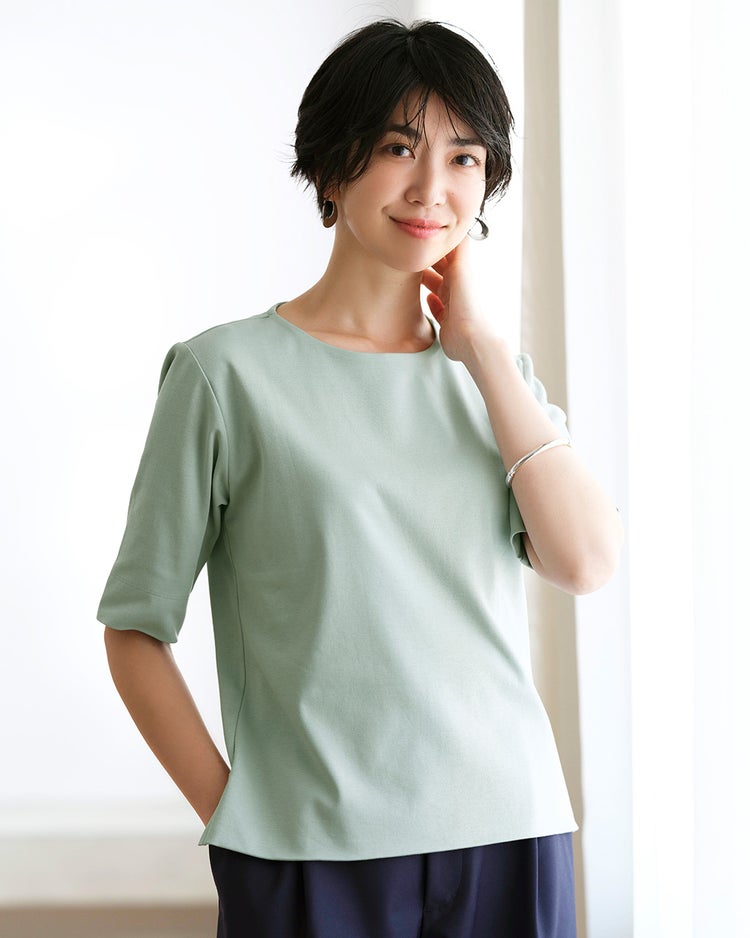 コンパクトフォルム／5分袖・ドゥクラッセTシャツ 詳細画像 ダスティーブルー 1