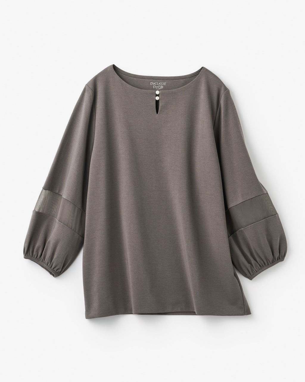 パールキーネック／7分袖・ドゥクラッセTシャツ/40代50代からの