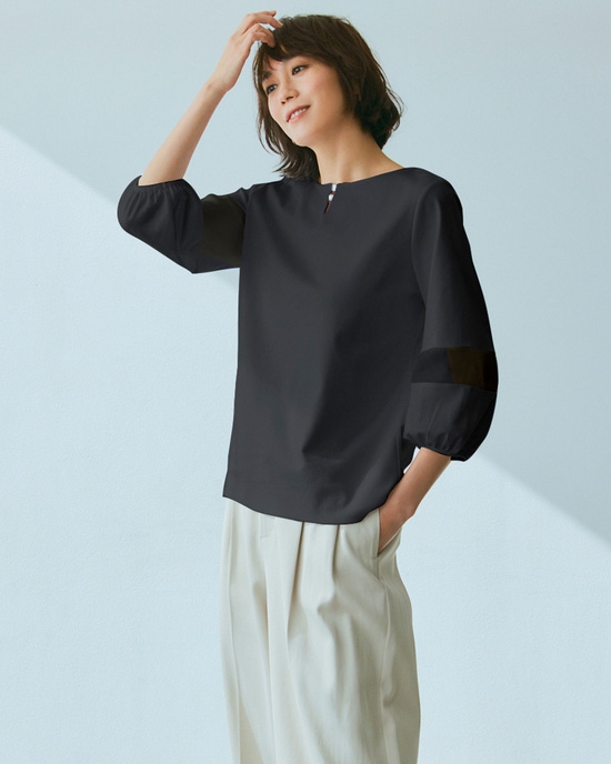 パールキーネック／7分袖・ドゥクラッセTシャツ