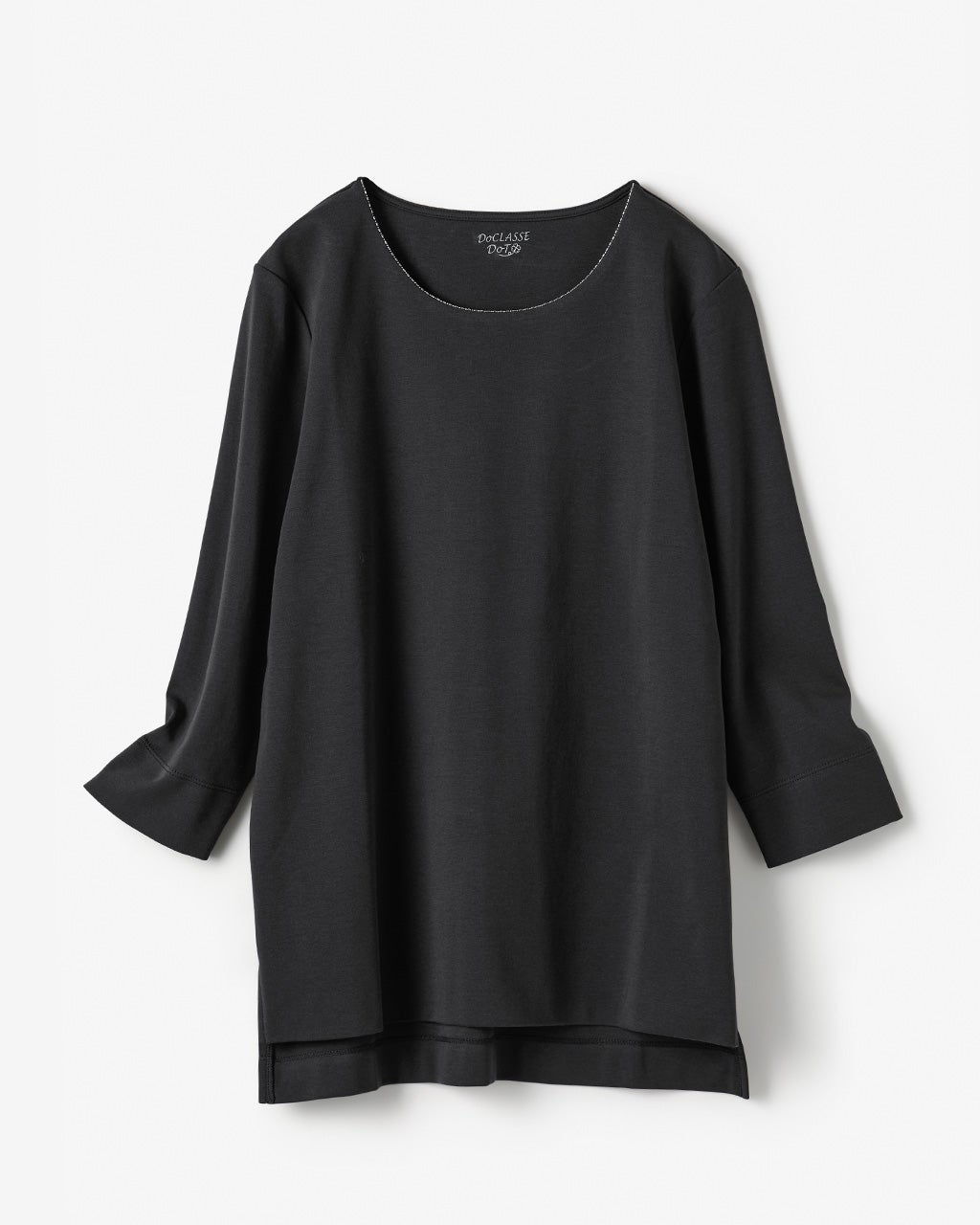 ビーズトリムクルーネック／7分袖・ドゥクラッセTシャツ/40代50