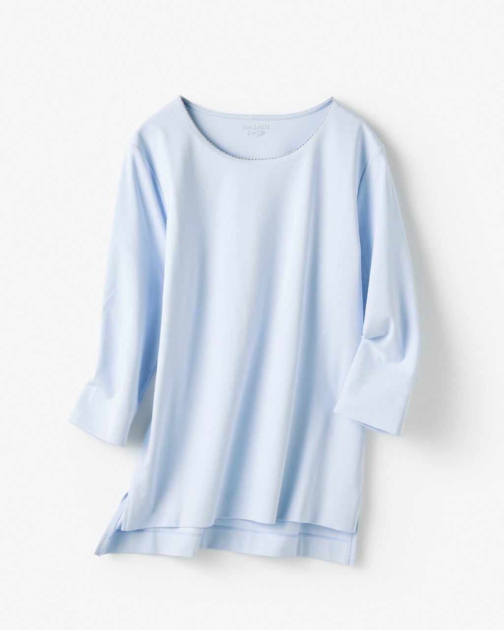 ビーズトリムクルーネック/7分袖・ドゥクラッセTシャツ/40代50 ビーズトリムクルーネック/7分袖・ドゥクラッセTシャツ/40代50