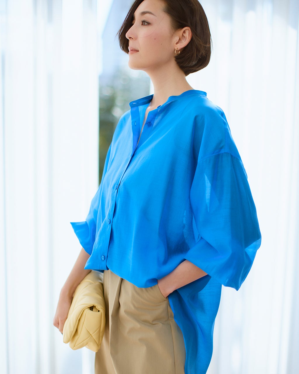 2WAYデザイン・シアーシャツブラウス/40代50代からのレディース