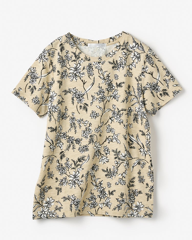 綿スラブ・総柄プリントTシャツ 詳細画像 サンドベージュ 5