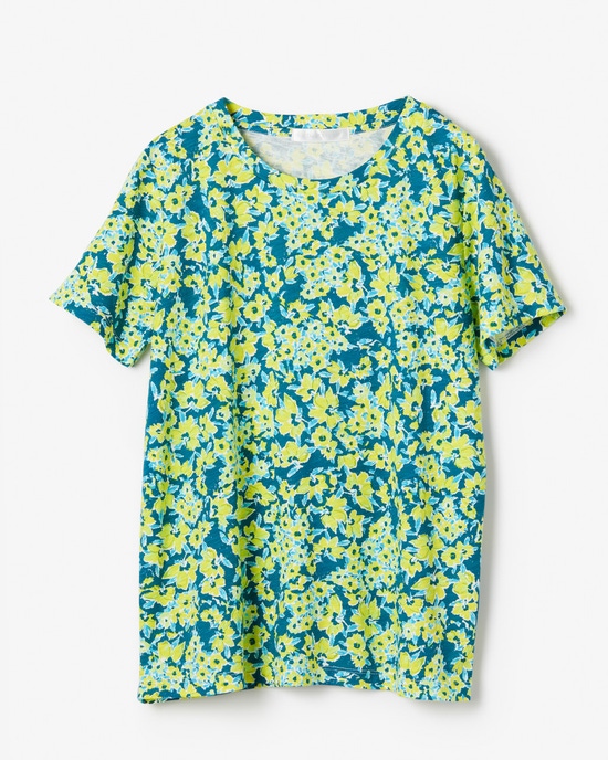 綿スラブ・総柄プリントTシャツ