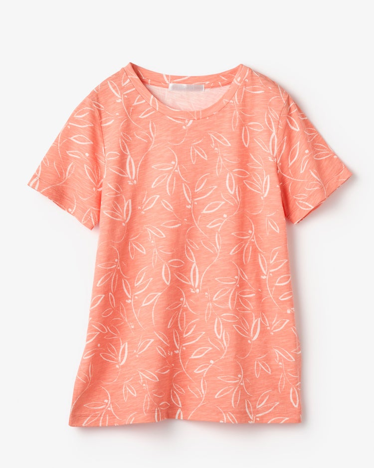 綿スラブ・総柄プリントTシャツ 詳細画像 サーモンピンク 5
