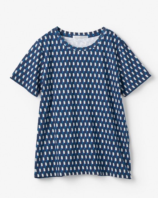 綿スラブ・総柄プリントTシャツ