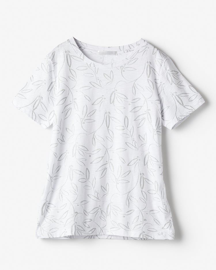 綿スラブ・総柄プリントTシャツ 詳細画像 シルバー×ホワイト 1
