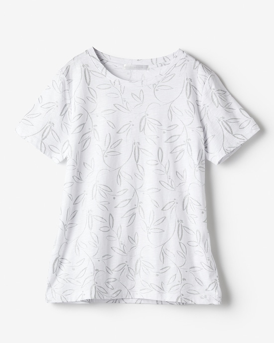 綿スラブ・総柄プリントTシャツ