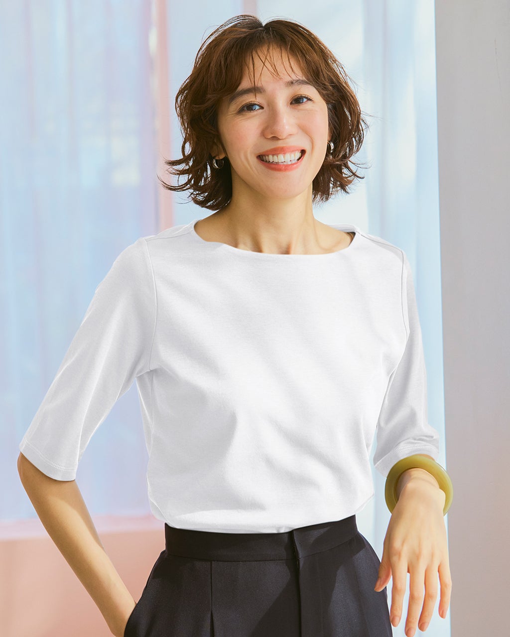 極美品 シャネル マトラッセ金具 サマーTシャツ カシミヤシルク Mサイズ シャネル マトラッセ W25 オレンジ キャビアスキン シルバー金具